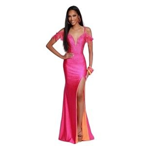 Gorgeous BRAND NEW Prom Dress Size 4 By 2Cute Magenta Pink Orange Formal NWT